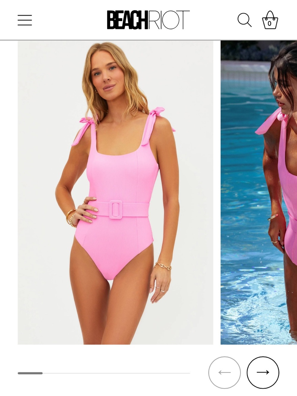 Beach Riot Pink Belted Tie-Shoulder One-Piece Swimsuit